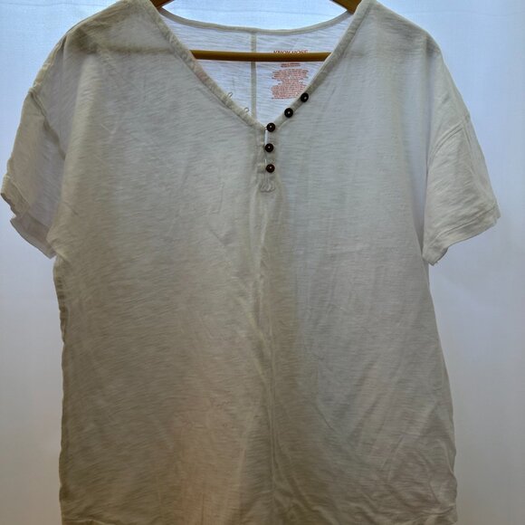 (3) Knox Rose Classic Relaxed Fit Short-sleeve V-Neck Shirt, Large, White - Picture 2 of 4